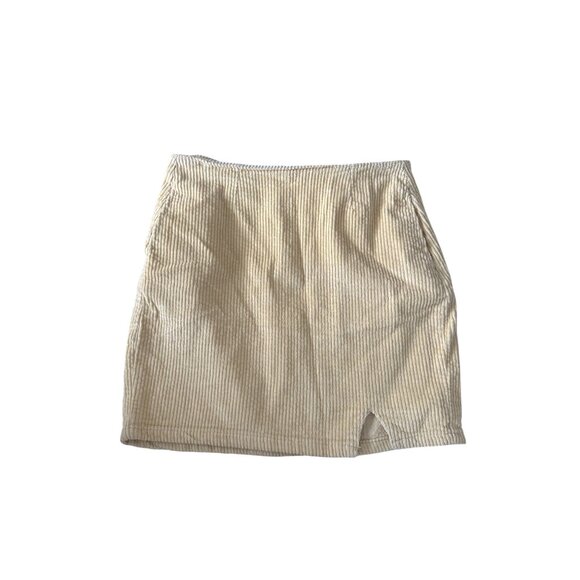 BP Beige Corduroy Slit Mini Skirt Size Medium - Picture 9 of 9
